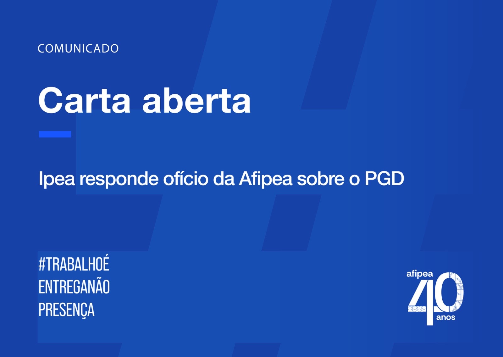 IPEA RESPONDE OFÍCIO DA AFIPEA SOBRE O PGD 